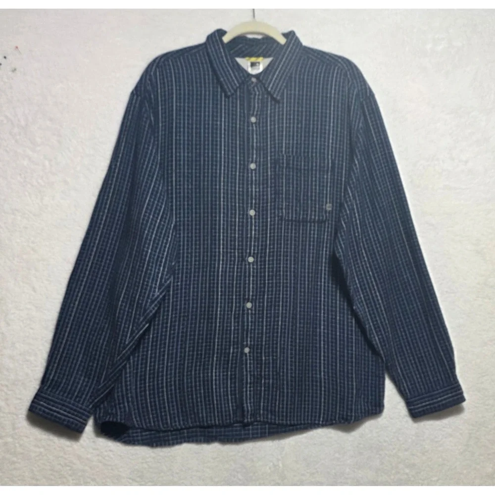 The North Face A5 Series Men's Large Navy Blue White Grid Button Down Shirt AB2S