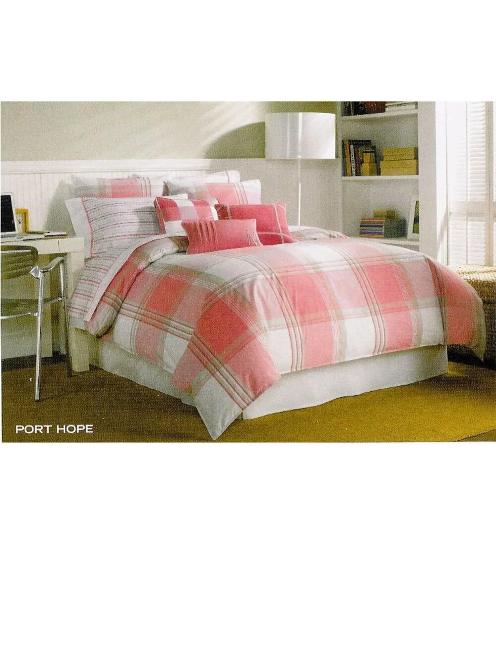 TWIN XL COTTON Duvet Cover Sham Deep Fitted Sheet set~Nautica pink/white stripe