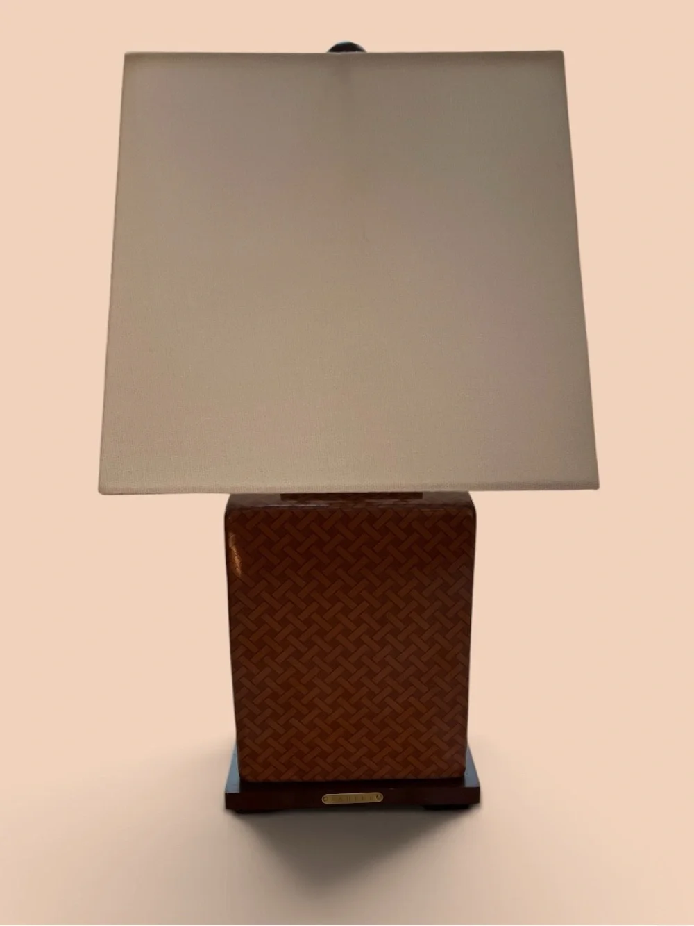 Ralph Lauren Cream Shade Table Lamp with Brown Textured Base