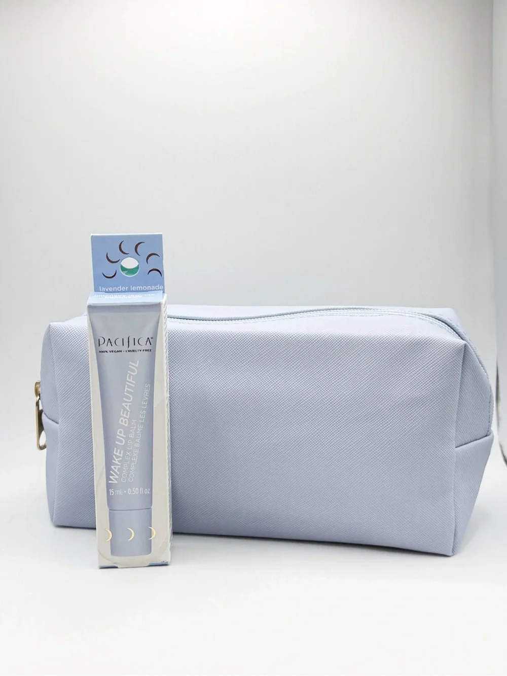 Pacifica Wake Up Beautiful Lip Balm & Lavender Makeup Bag Gift Set NEW