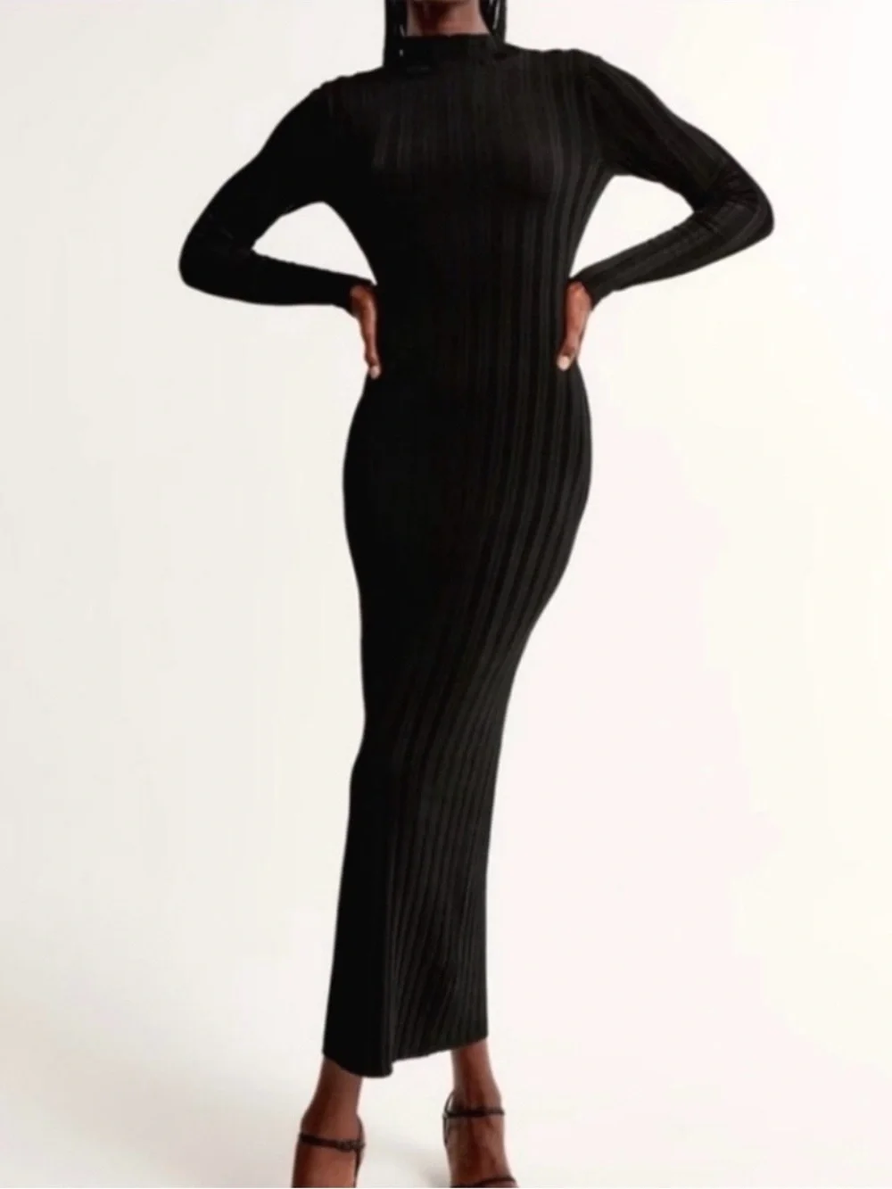 NWT Abercrombie & Fitch Black Ribbed Maxi Dress | Size XL