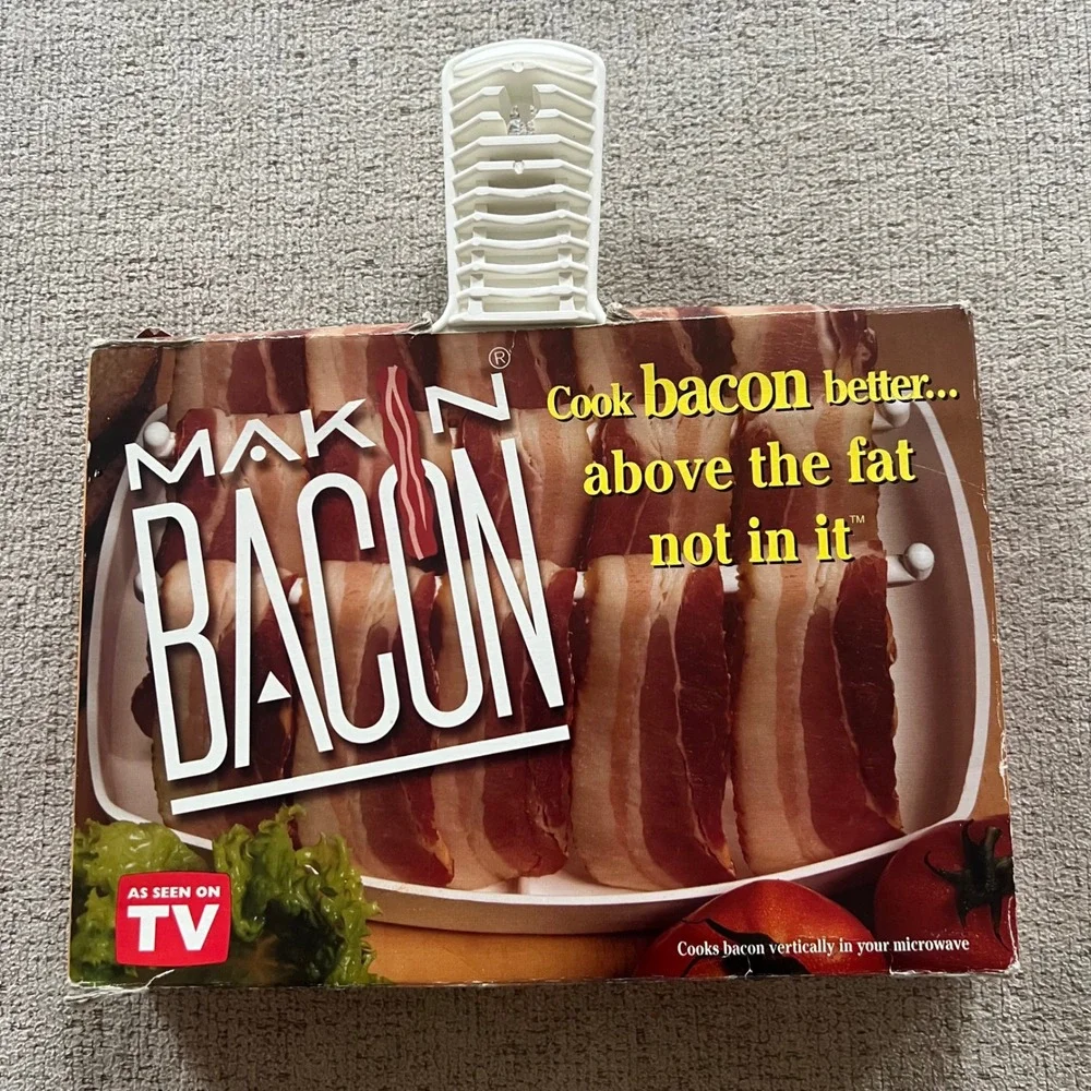 Makin Bacon Microwave Bacon Cooker Tray As Seen On TV White Dishwasher Safe 1995