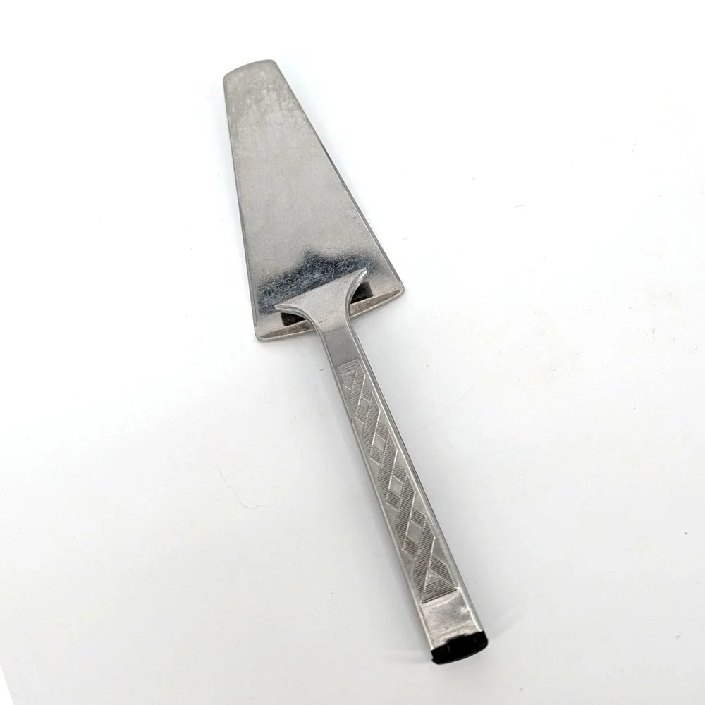 Piazza Effepi Italy Stainless Steel Cake Server Vintage Geometric Etched 10