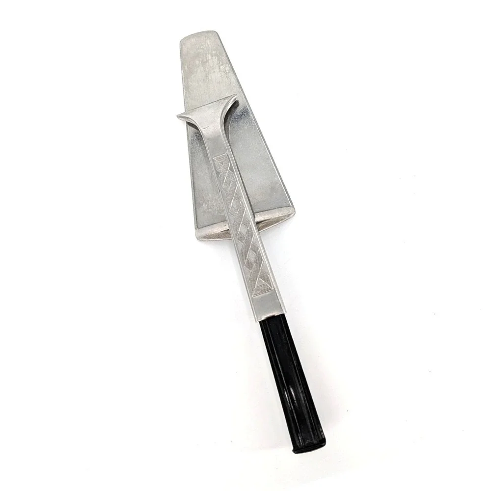 Piazza Effepi Italy Stainless Steel Cake Server Vintage Geometric Etched 10