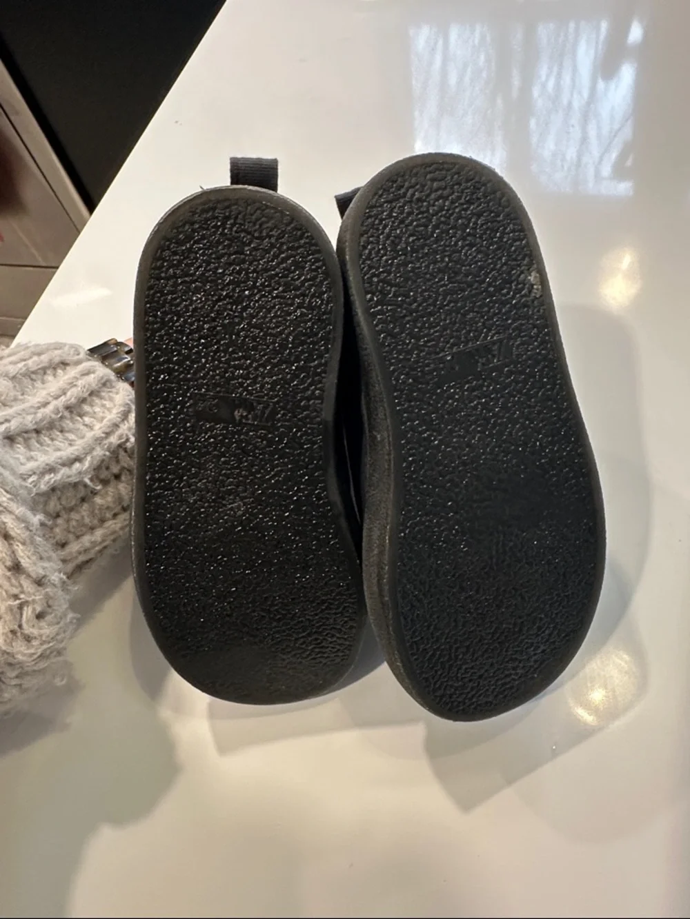 Zara Kids Black‎ Faux Shearling Lined Ankle Boots Side Zip Winter Shoes Size 24