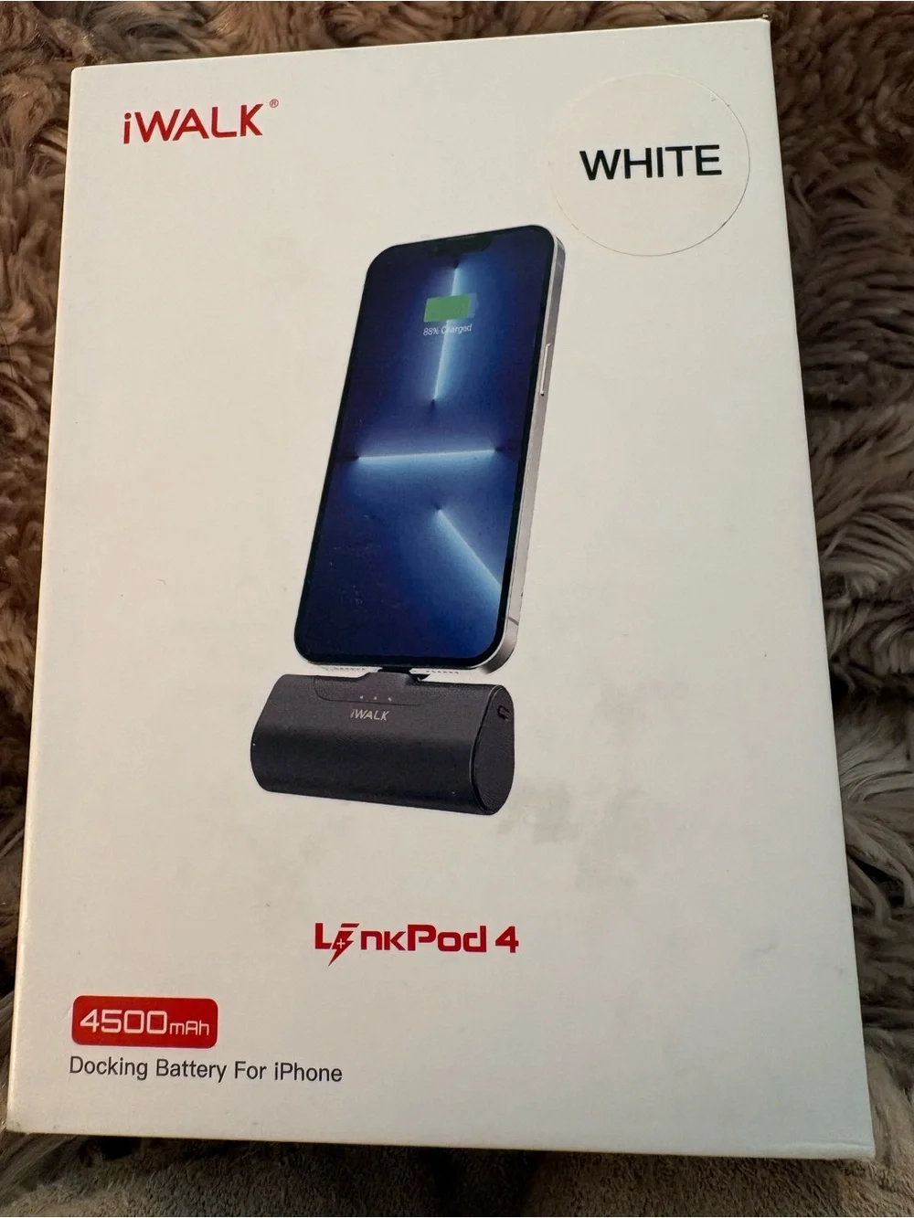 iWalk LinkPod 4 White 4500mAh Docking Battery for iPhone Lightning Connect NWT