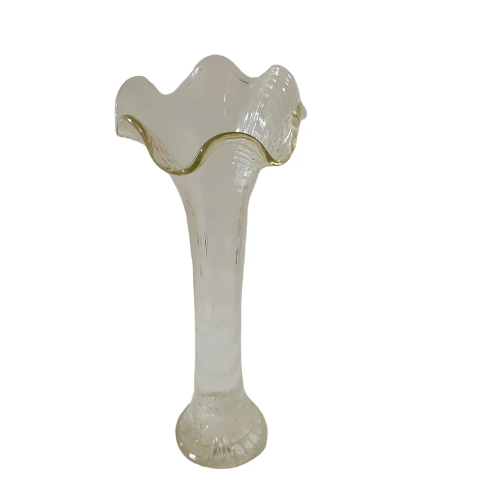 Vintage Swung Vase Clear Ribbed Pattern