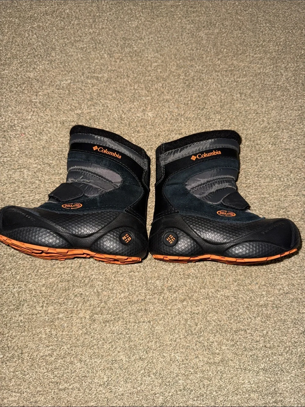 Columbia Techlite Boots Winter Snow Day Black Orange Leather Rubber size 6