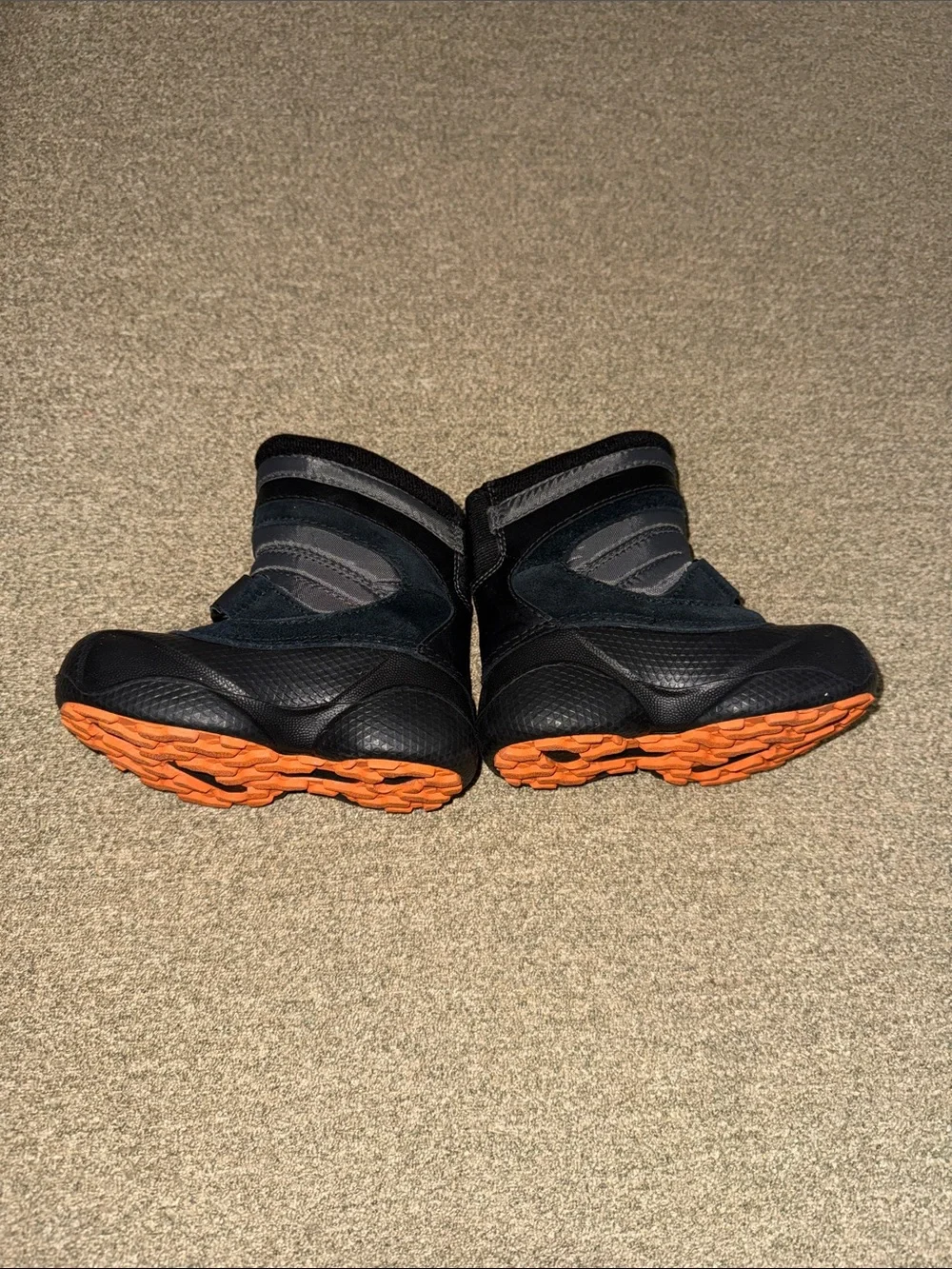 Columbia Techlite Boots Winter Snow Day Black Orange Leather Rubber size 6