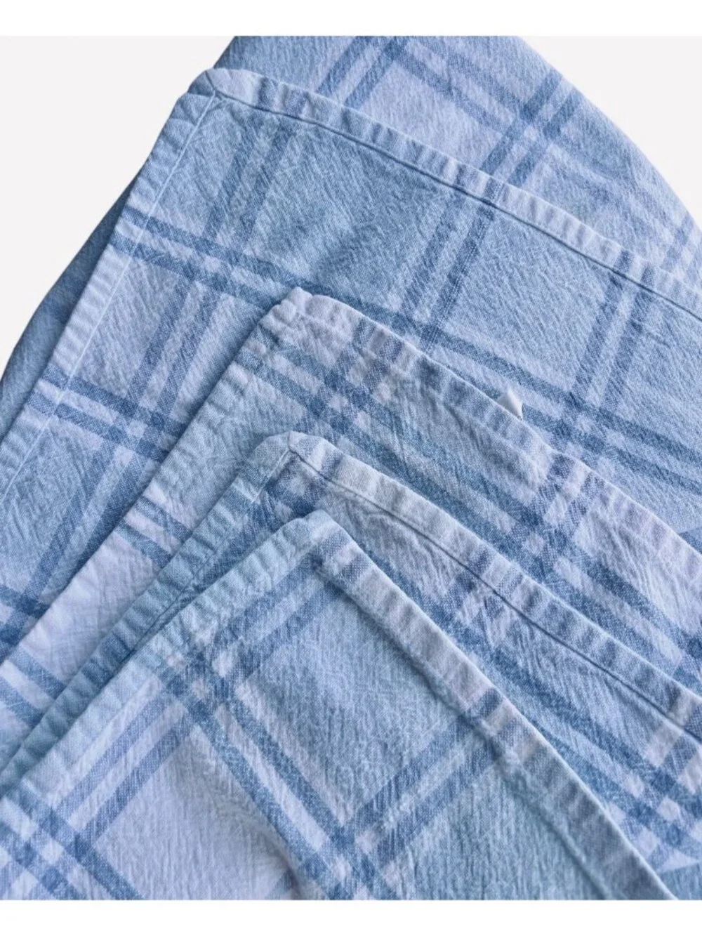 Tablecloth Blue White Plaid Cotton 79.5