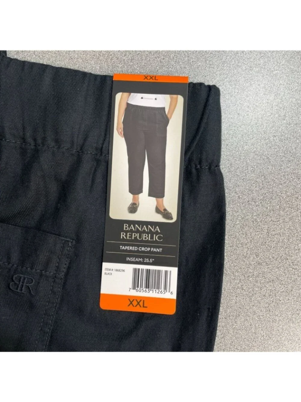 NWT Banana Republic Women's XXL Black Tapered Crop Pants Linen Blend  B1690