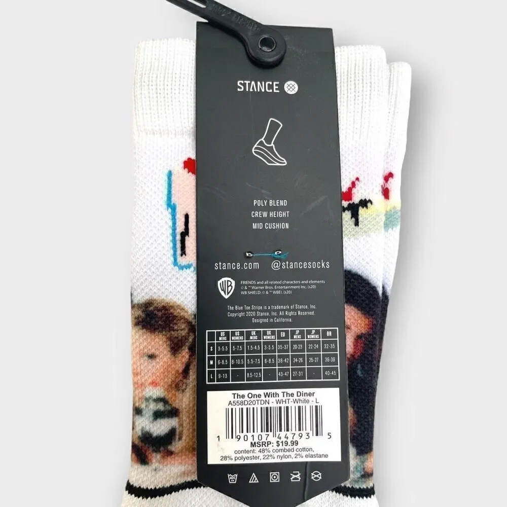 STANCE x FRIENDS “The One With the Diner” Crew Socks Mens size Large (9-13) New
