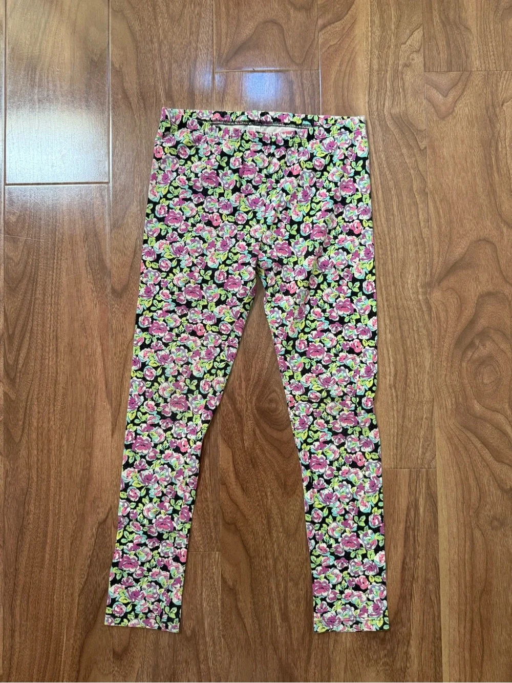 The Children's Place Floral Print Leggings - Black, Pink, Green