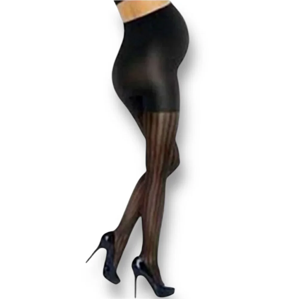 Assets‎ Sara Blakely Maternity Opaque Patterned Tights Black Underbelly Support