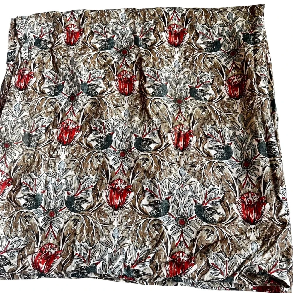 Southern Living at Dillards 100% Linen Tablecloth Bird Floral Print 60x120 Rect
