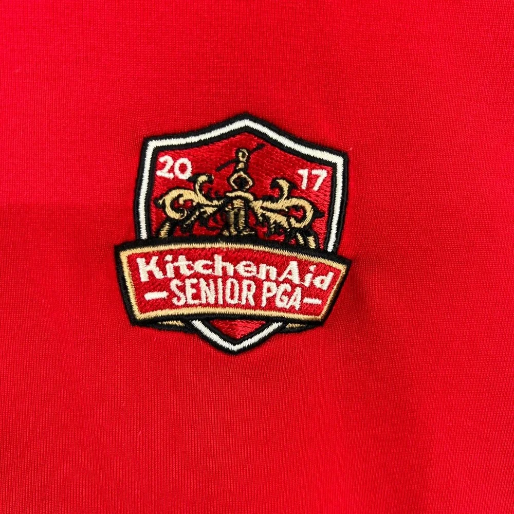 POLO GOLF Ralph Lauren Polo Shirt Men Medium Red Kitchen‎ Aid Senior PGA Logo