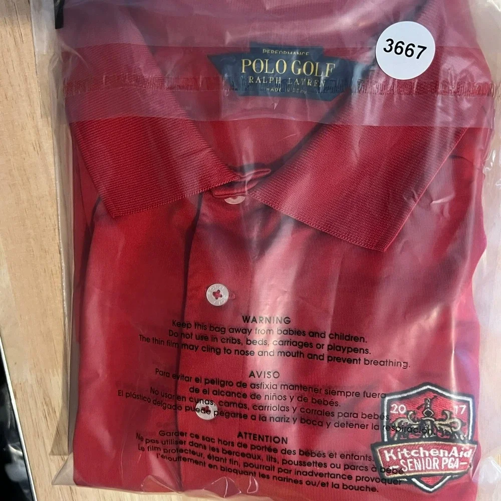 POLO GOLF Ralph Lauren Polo Shirt Men Medium Red Kitchen‎ Aid Senior PGA Logo
