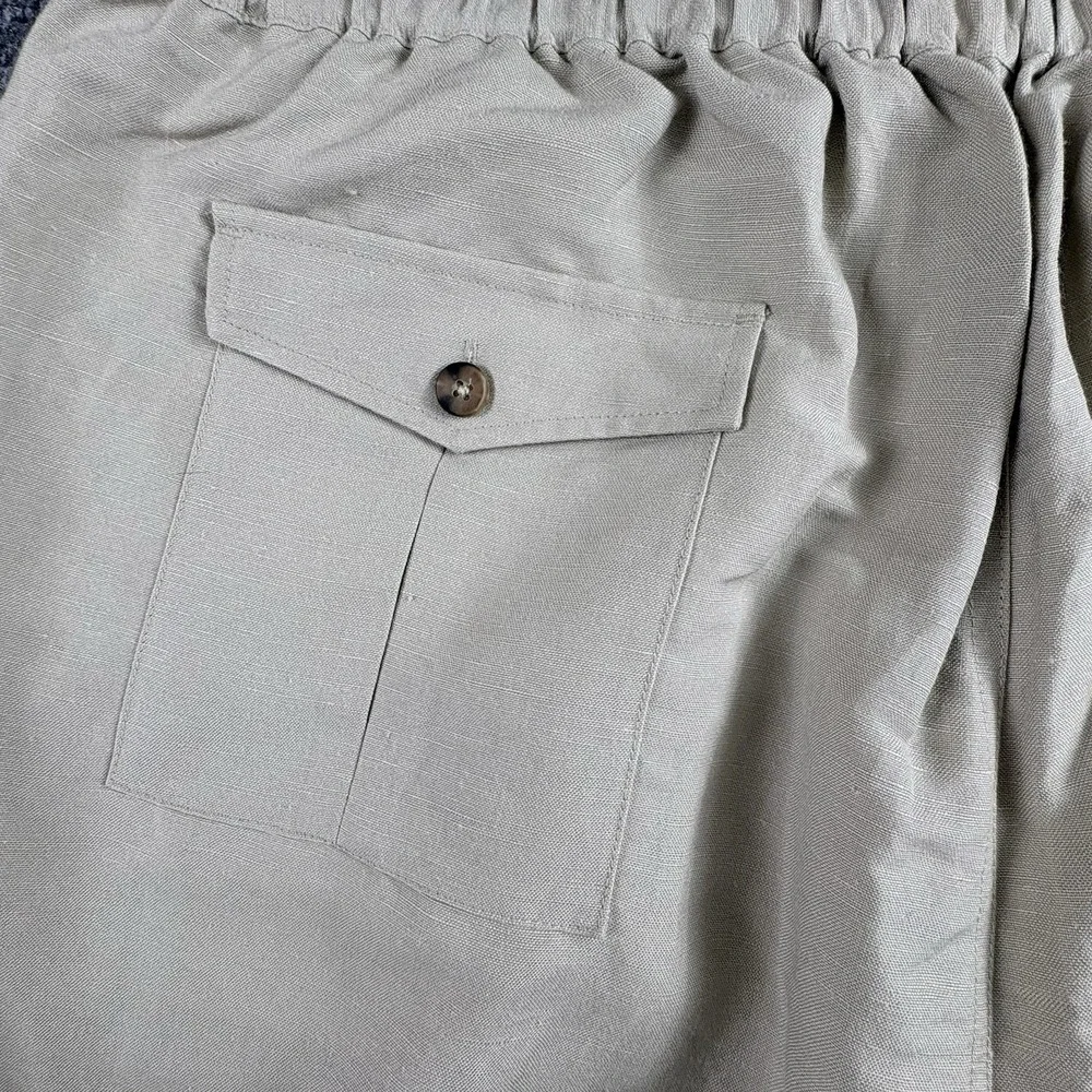 John Henry Pants Men XL 40-42 Beige Linen Blend Cargo Relaxed Coastal Minimalist