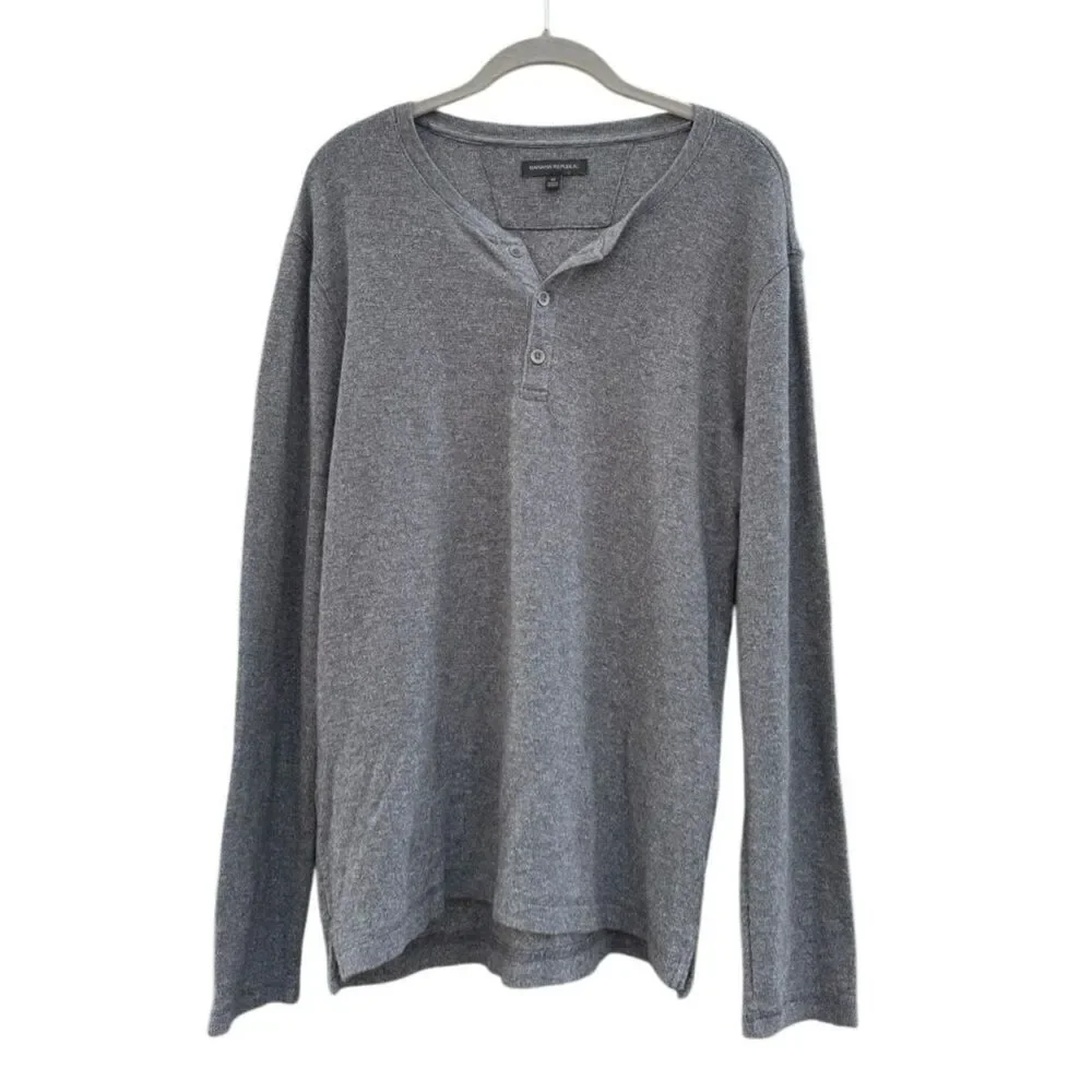Banana Republic Men's Double Knit Henley Cotton Modal Longsleeve Shirt - Medium