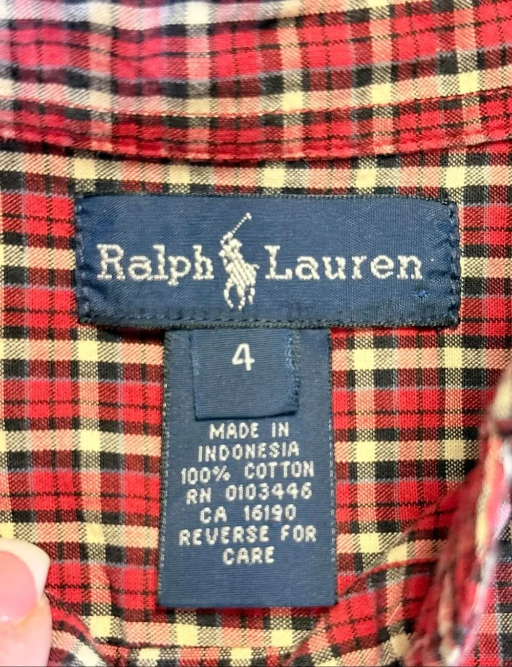 Ralph Lauren Plaid Button Down Shirt Sz. 4 Preppy Iconic Pony