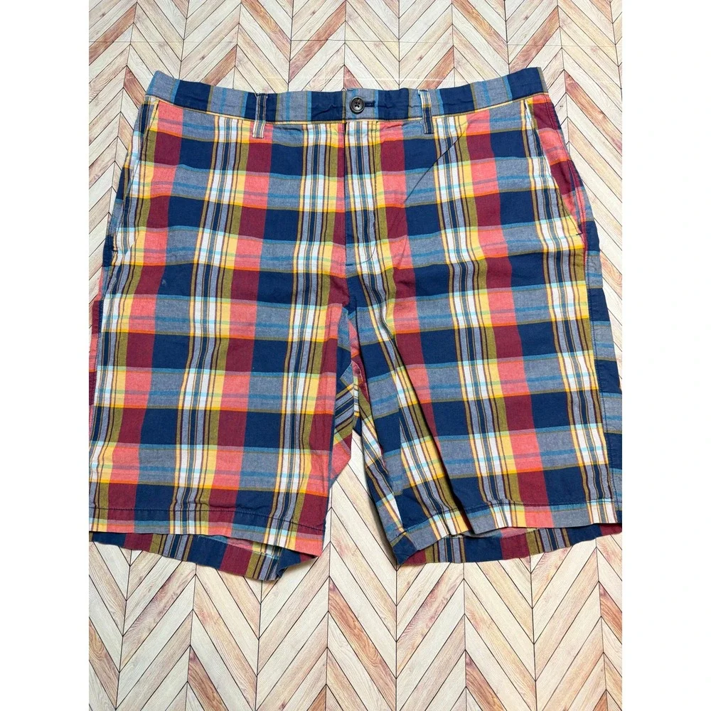 Banana Republic Mens‎ Plaid Madras Shorts Size 38 Blue Red Yellow Preppy Golf