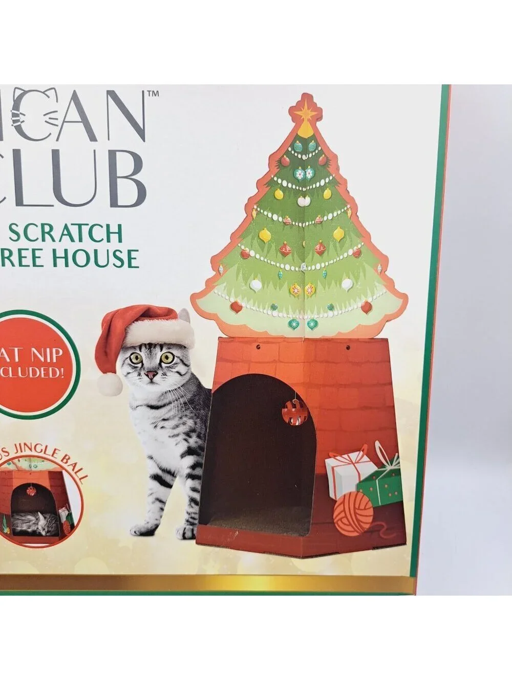 American Cat Club Carboard Scratch Holiday Christmas Tree House Size 12x14x17 in