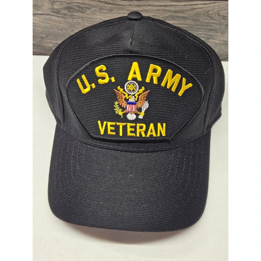 Vtg Eagle‎ Crest US Army Veteran Hat Black Snapback Baseball Cap USA Mens new
