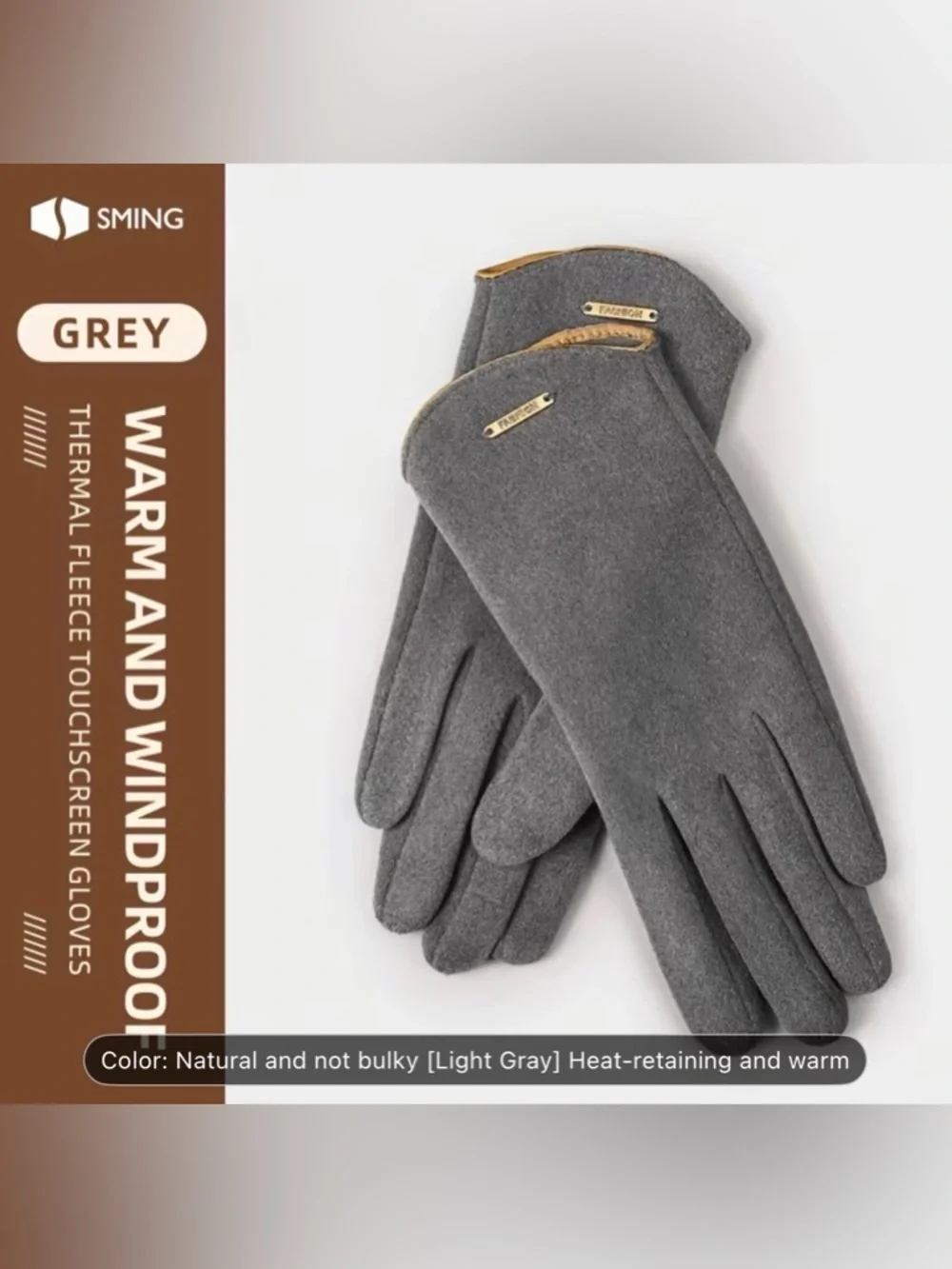 Elegant Gray Women's Soft Touchscreen Winter Gloves