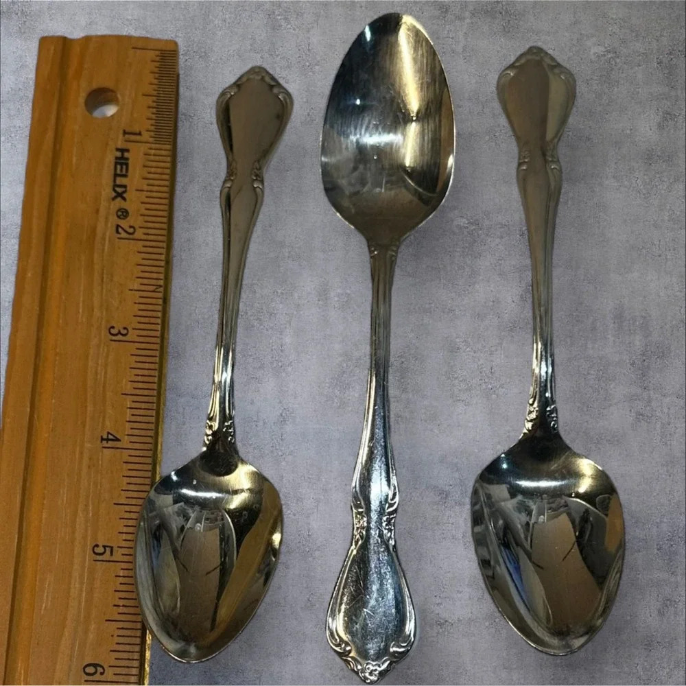 3 Oneida Oneidacraft CHATEAU Teaspoons Stainless Deluxe Flatware‎ Silverware