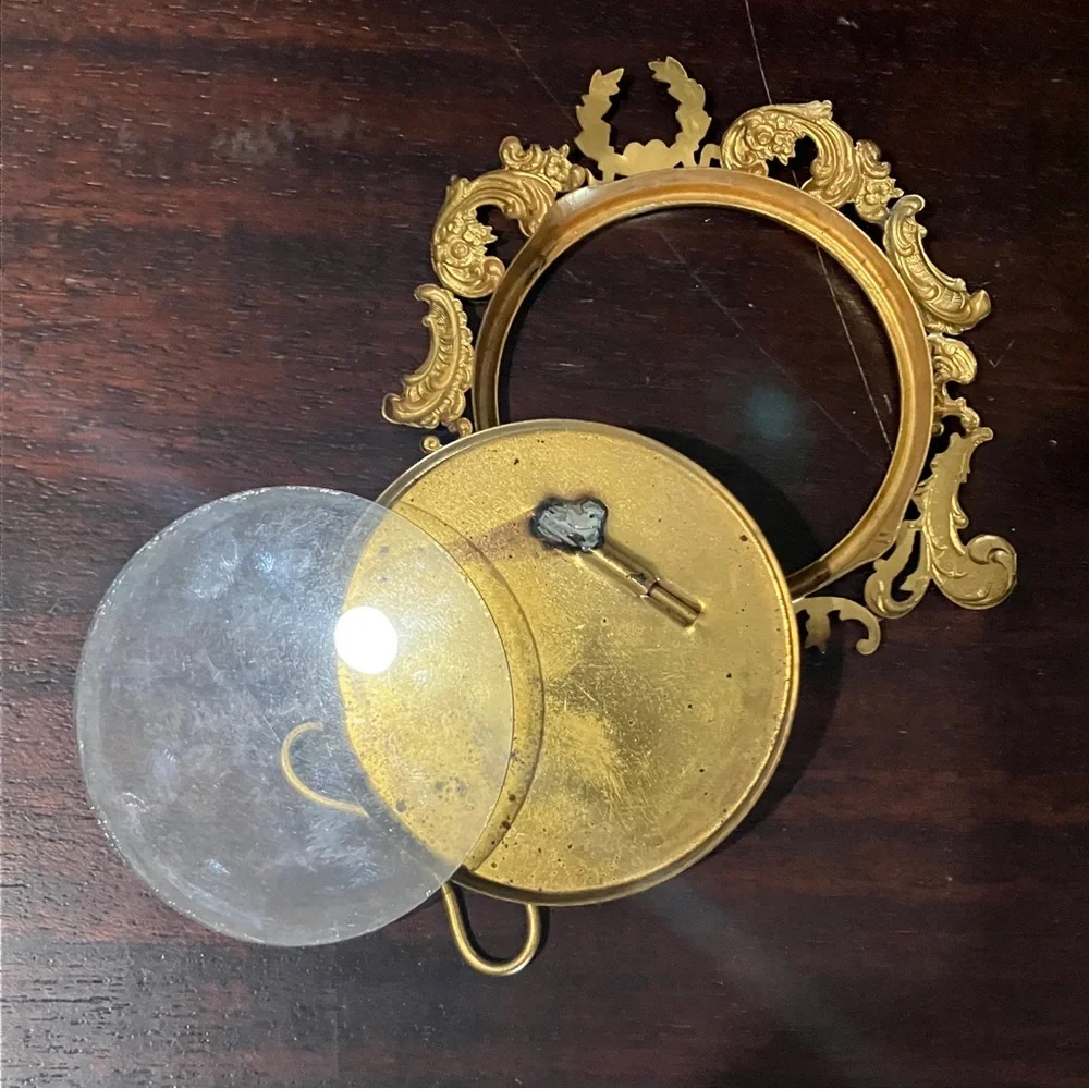 2 Antique Victorian / Edwardian Miniature Metal Gilt Frames Wreath & Gibson Girl