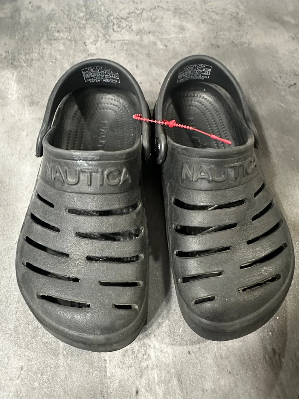 Nautica Black Vented Slip-On Clogs with Red Tag