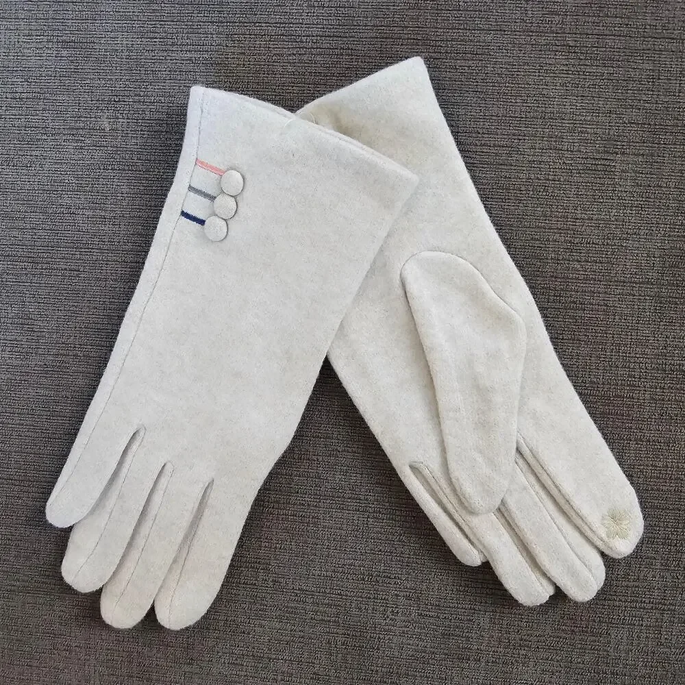 Zizu DG29 Women's White 3-button Gloves