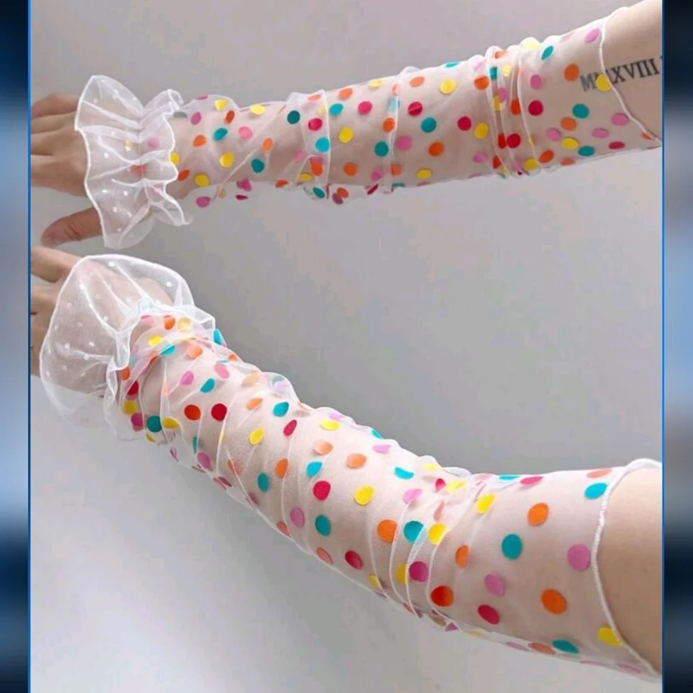 Colorful Polka Dot Sheer Arm Sleeves