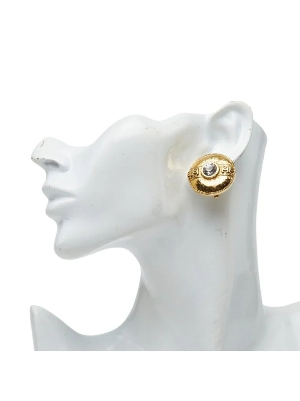Chanel Vintage Single Earrings Gold Plated Rhinestone