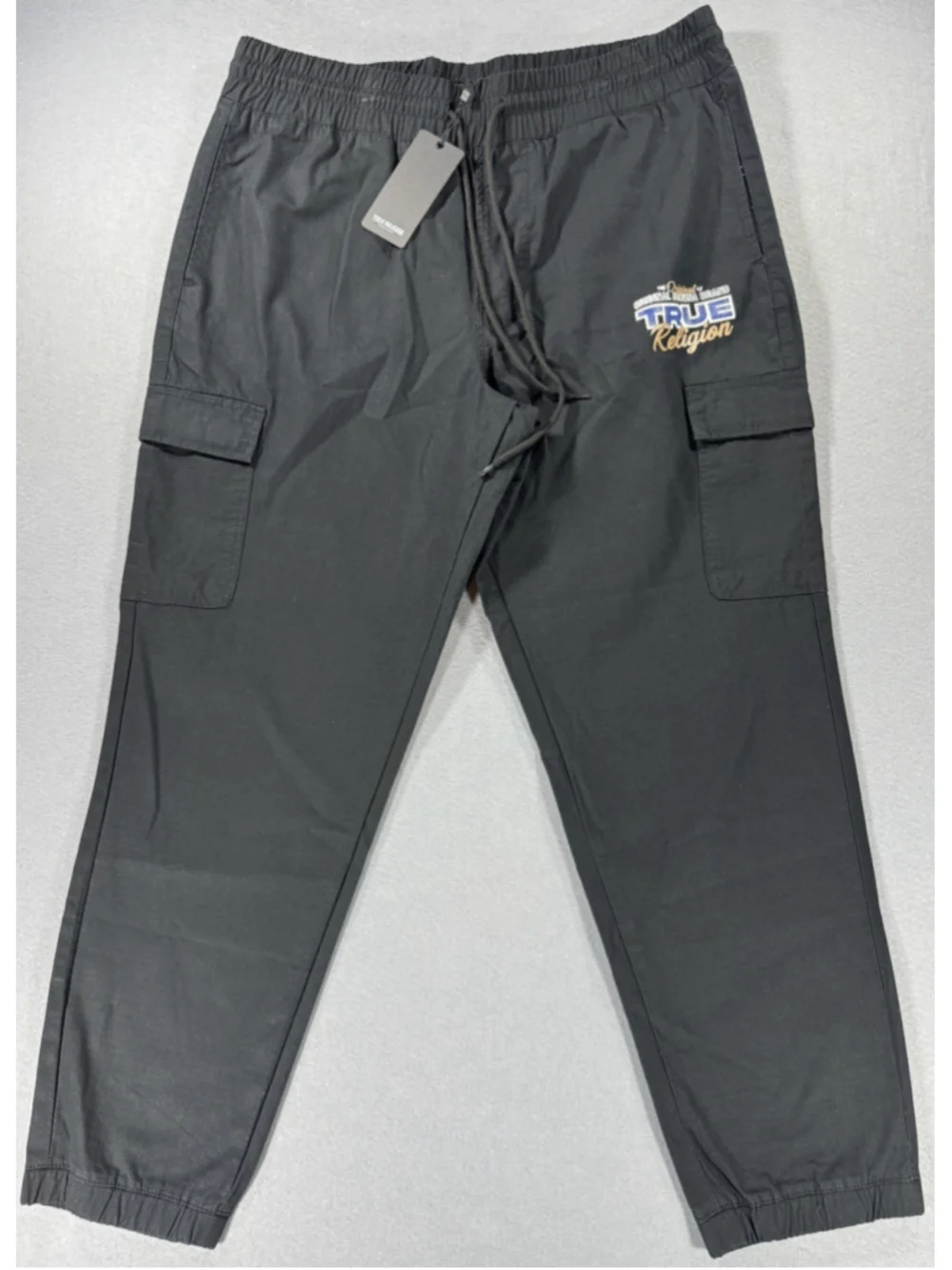 True Religion Jet Black Ripstop Jogger XL with Hook and Loop Pockets