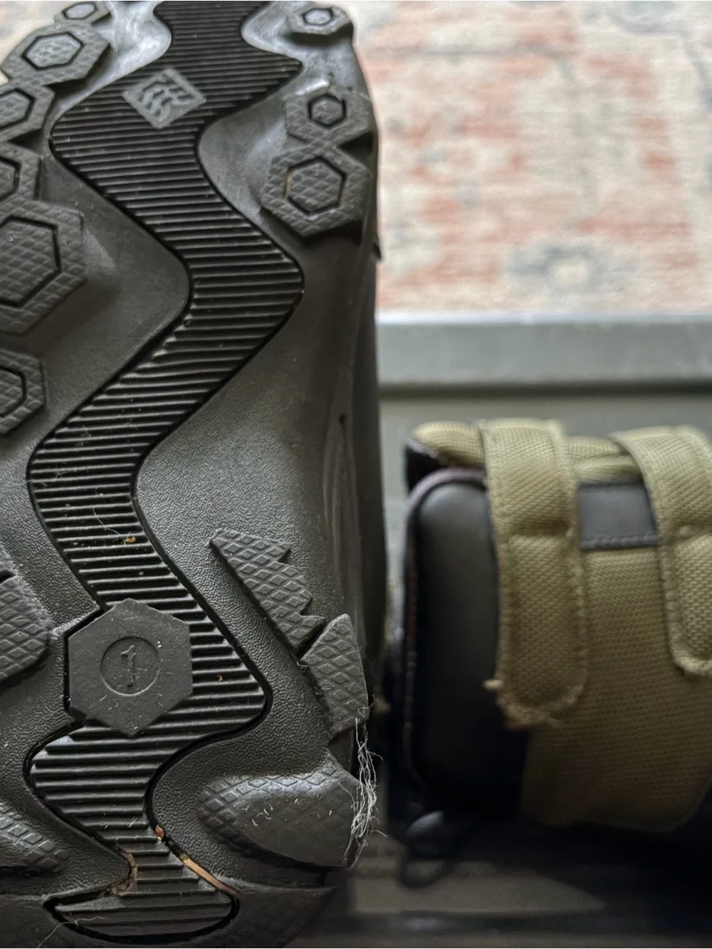 Kids Waterproof Black and Olive Green Snow Boots with Hook-and-Loop Straps