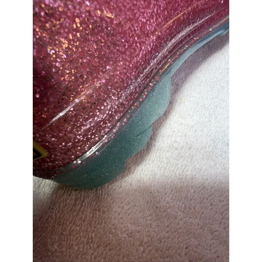 Western Chief Size 11 Toddler Girls Shimmer Glitter Lighted PVC Pink Rain Boots