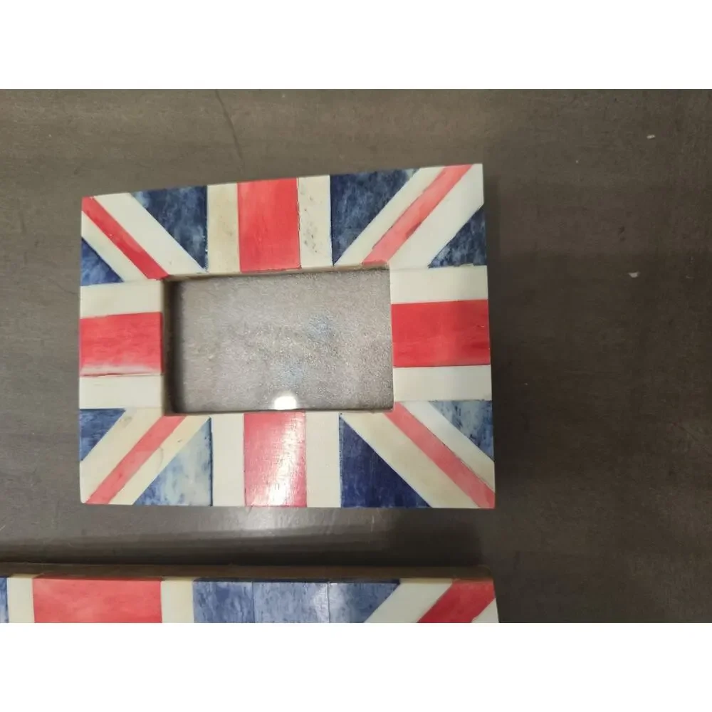 Set Of 2 Anthropologie British Flag/Union Jack Wood Photo Frame 2x3, 4x6