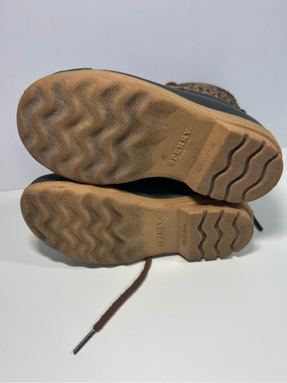 Girls Toddler Sperry Port Duck Boots Brown  Leopard print size 10