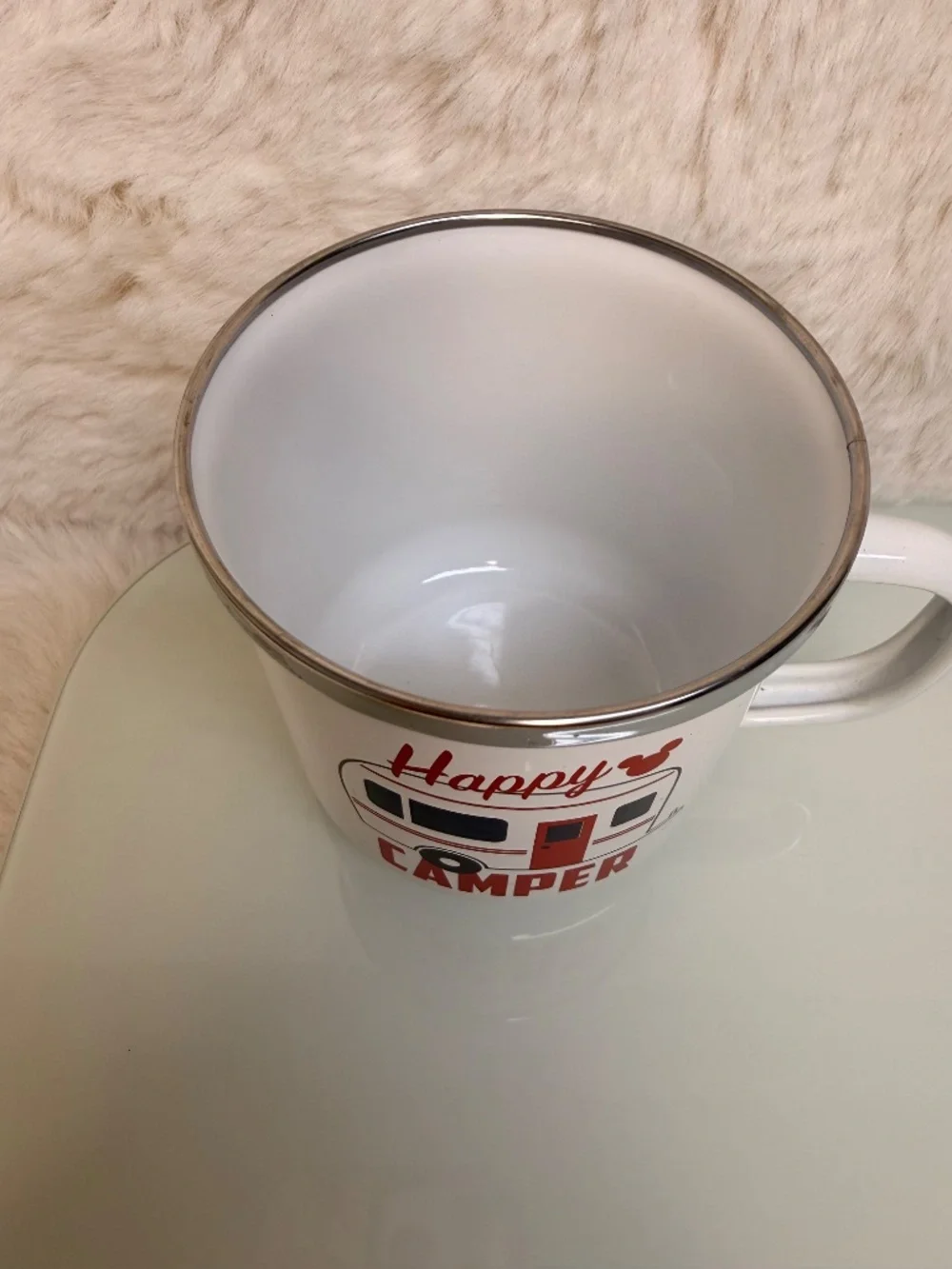 Disney Happy Camper Enamel Mug White Red Retro RV Mickey‎ Mouse Target