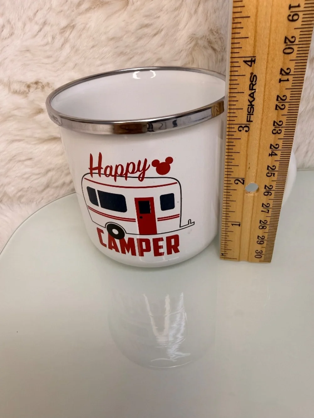 Disney Happy Camper Enamel Mug White Red Retro RV Mickey‎ Mouse Target
