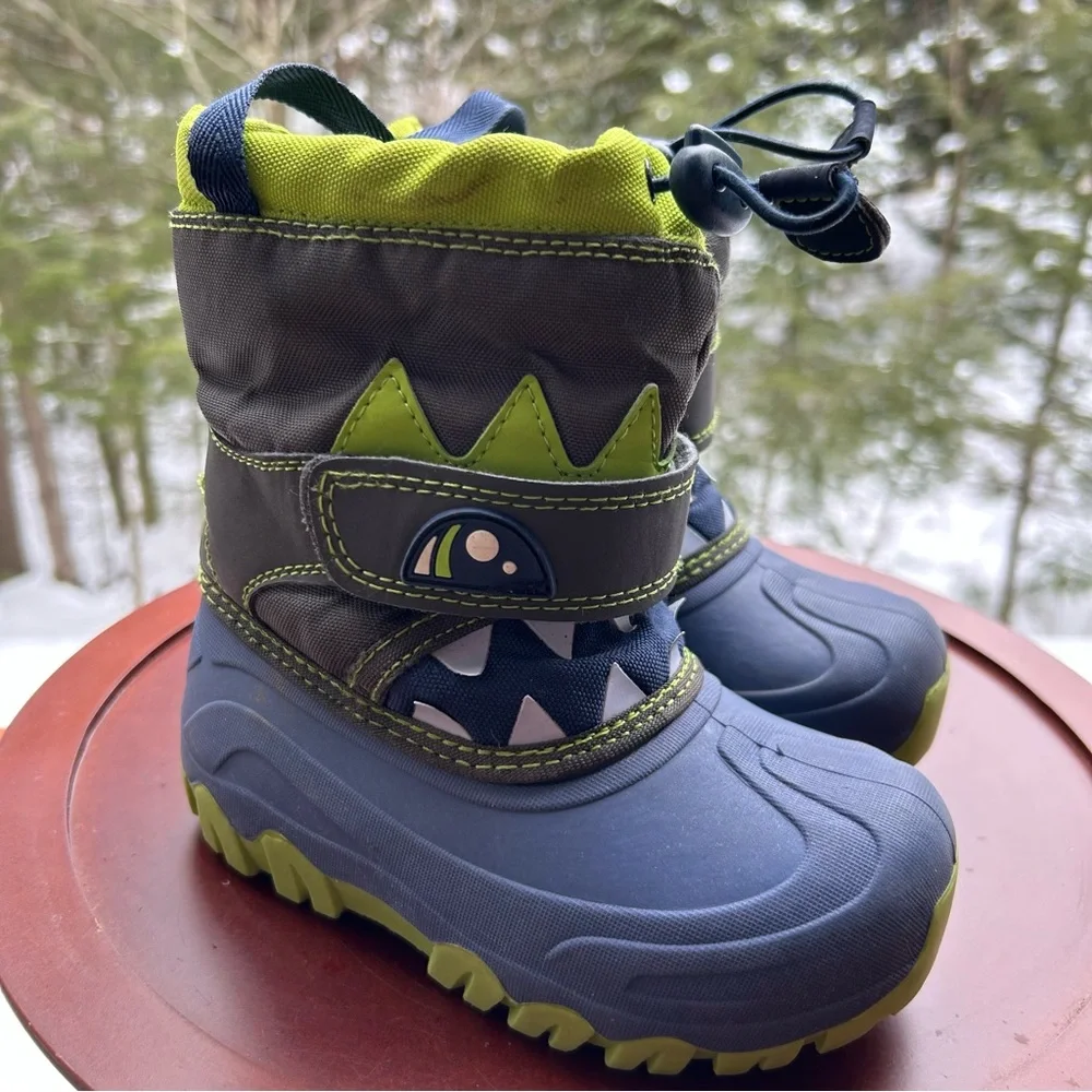 Waterproof Monster Dino Toddler Snow Boots- Size 10 | Fleece Lined | Winter Boot