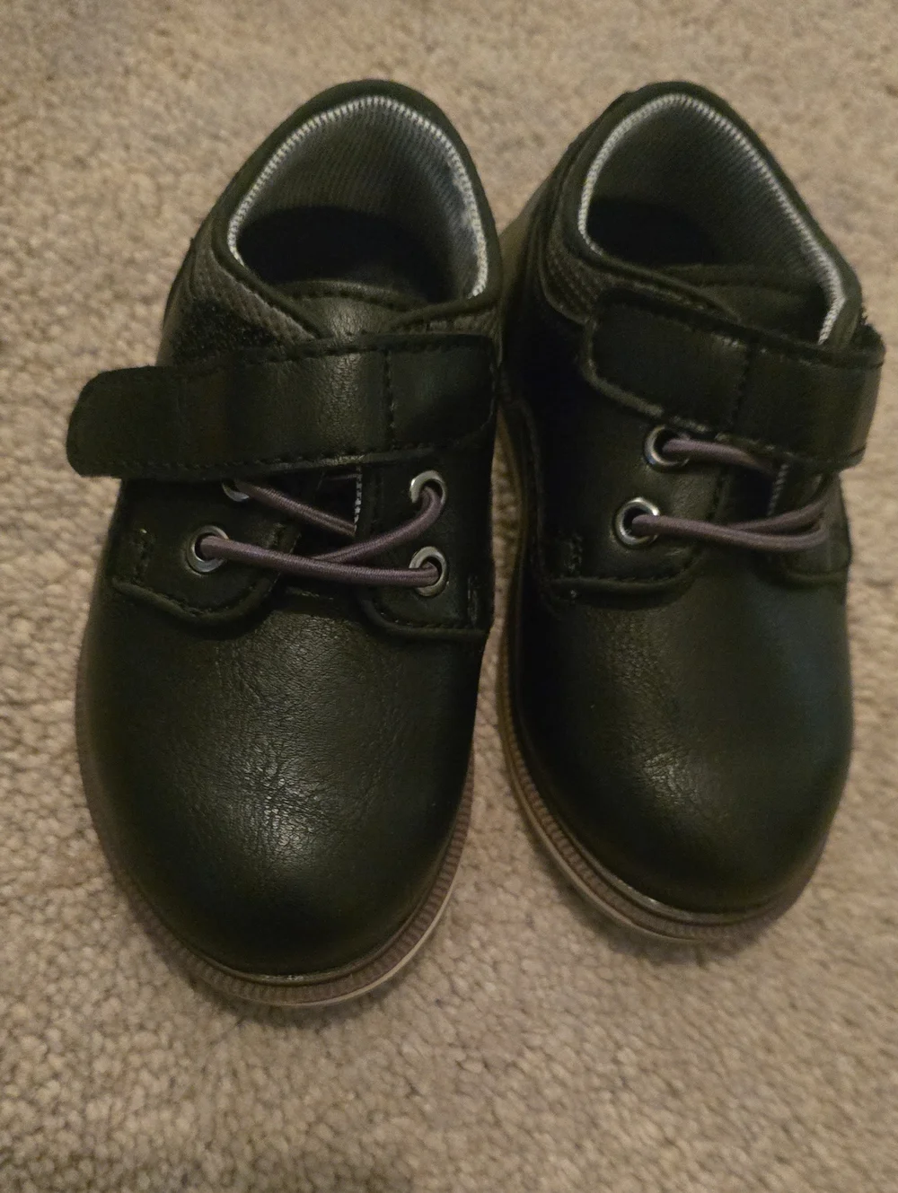 Jumping Beans Black/Grey  Boys' Dress Shoes with Hook-and-Loop Strap