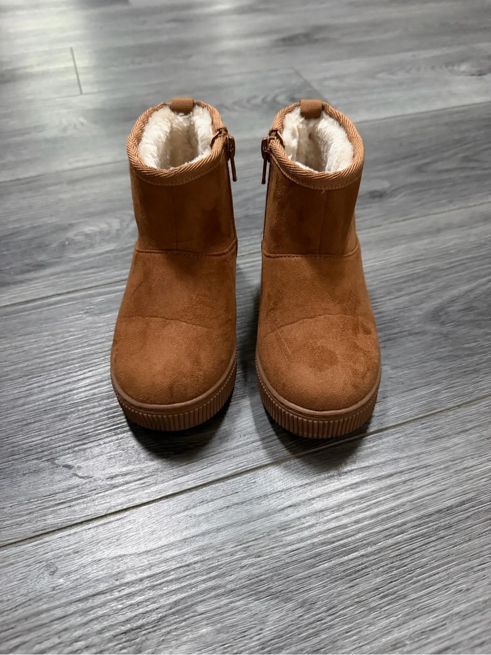 Cat & Jack Chestnut Faux Suede Shearling-Lined Ankle Boots