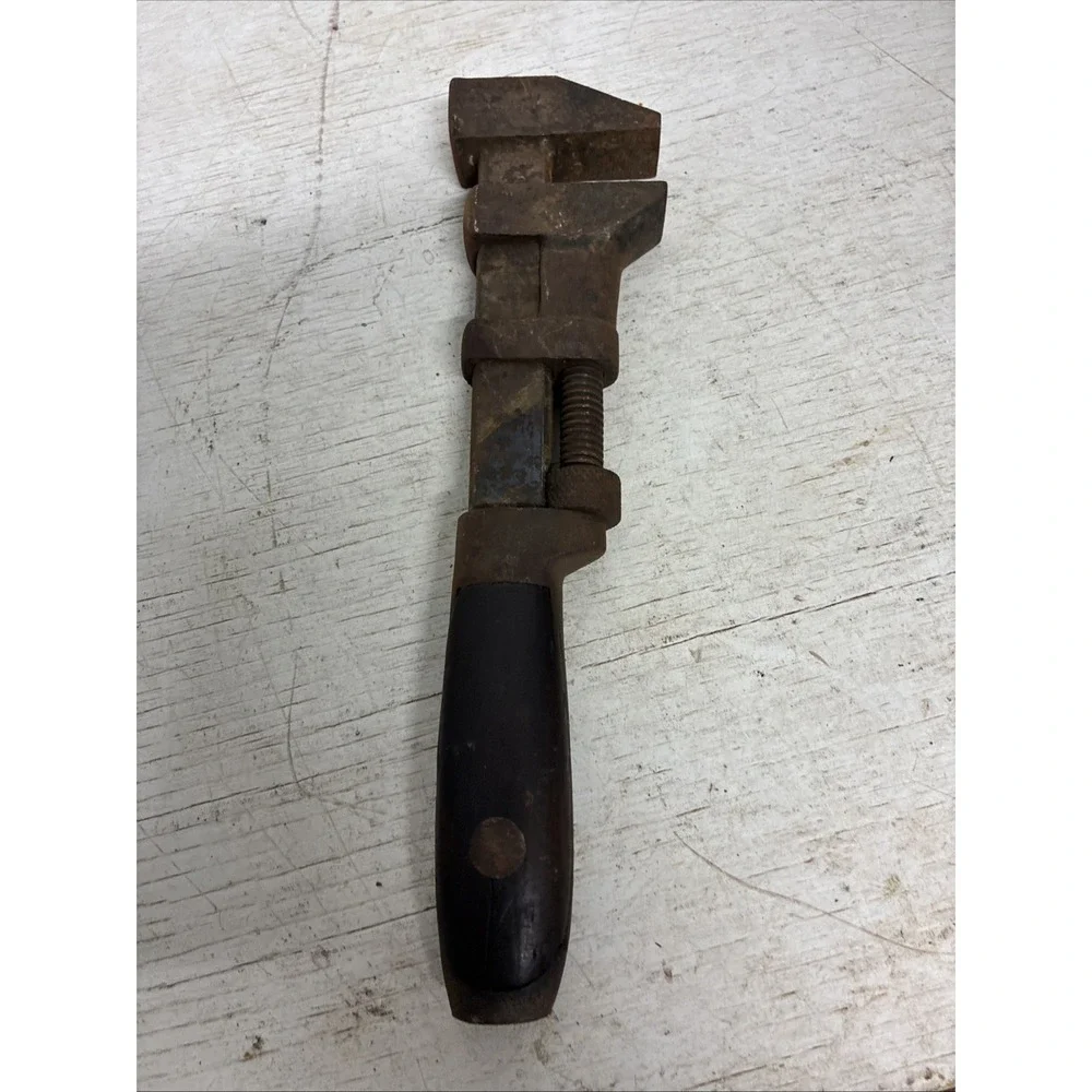 Antique B&C Bemis & Call Co. Adjustable Monkey Wrench 10 Inch Wood Handle