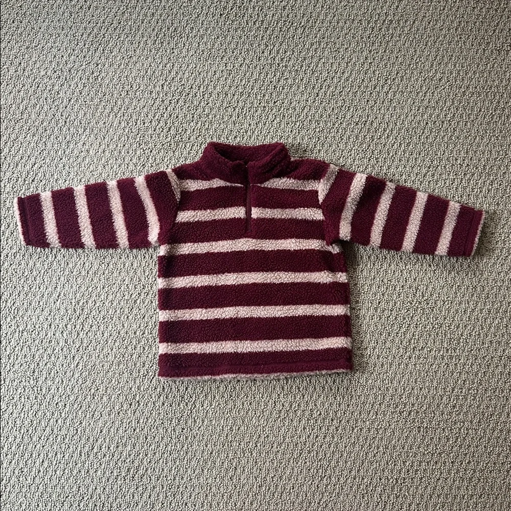🤎 GYMBOREE Quarter zip jacket coat size XS 3T 4T maroon tan fleece coat warm