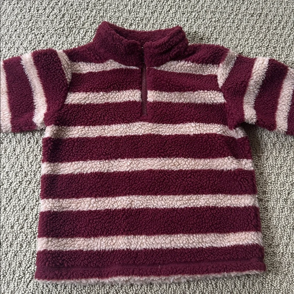 🤎 GYMBOREE Quarter zip jacket coat size XS 3T 4T maroon tan fleece coat warm