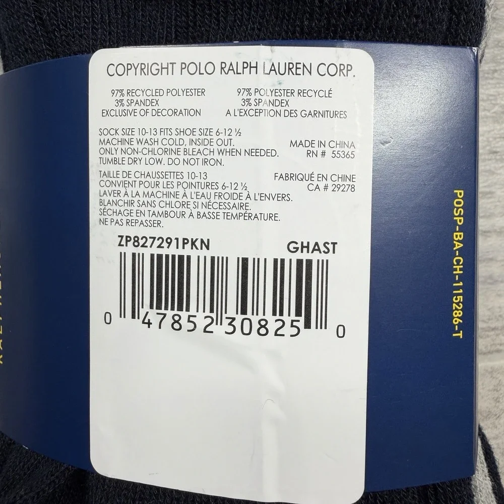 Polo Ralph Lauren Classic Sport Low Cut Ankle Socks Men's 10-13 Pack Of 4 - Lot