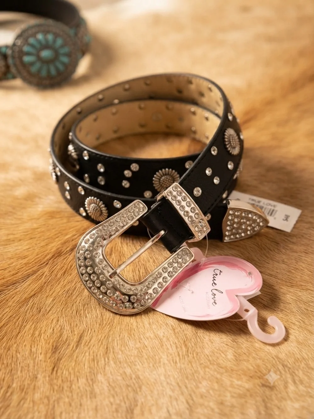 True Love Rhinestone & Concho Western Belt – New With Tags (Size XL)