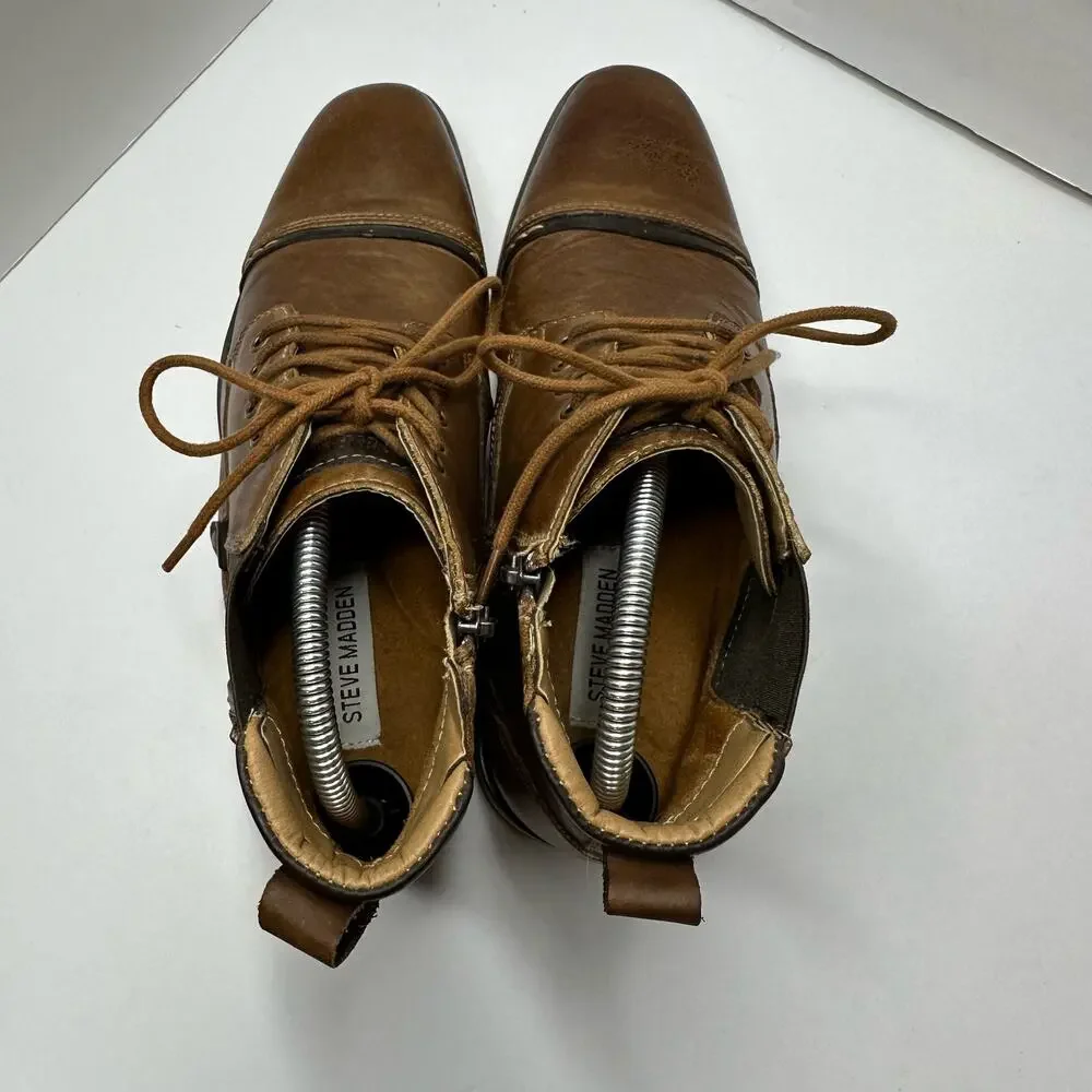 Steve Madden Mens size 7 Jack Chukka Tan Brown Leather Lace Up Dress Boots